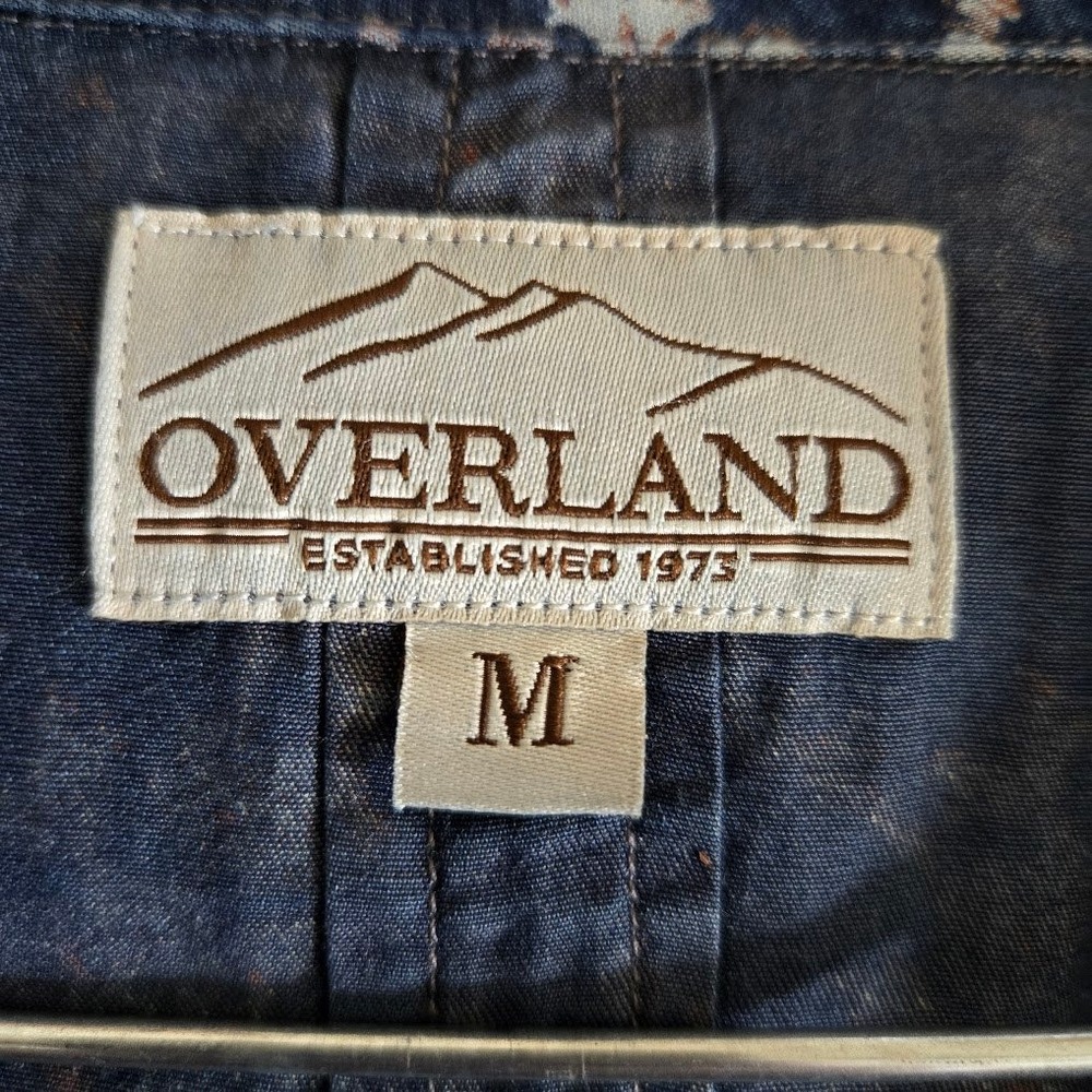 Overland Womens Floral Button Down Shirt Tencel Cotton Midnight Blue‎ Casual M - Picture 5 of 6